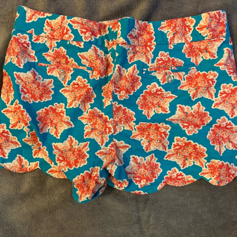 Crown & Ivy Coral Floral High Waist Shorts